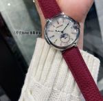 Cartier 36*8MM Imported Swiss Quartz Movement Red Bracelet Silver Bezel Women's Watch